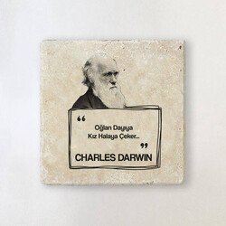  - Darwin Esprili Taş Bardak Altlığı