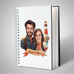Deniz Feneri ve Aşkımız Karikatürlü Defter - Thumbnail