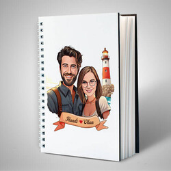 Deniz Feneri ve Aşkımız Karikatürlü Defter - Thumbnail