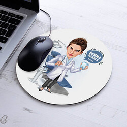 Diş Hekimi Kadın Karikatürlü Mousepad - Thumbnail