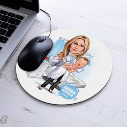 Doğum Doktoru Kadın Karikatürlü Mousepad - Thumbnail