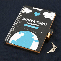 Dünya Turu Anıları Kilitli Defter - Thumbnail