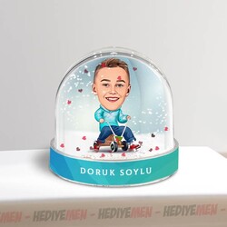 Eğlenen Çocuk Karikatürlü Kar Küresi - Thumbnail