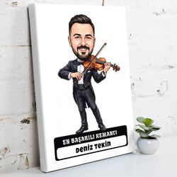  - Elektro Gitarist Müzisyen Erkek Karikatürlü Kanvas Tablo