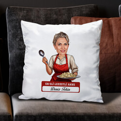 Eli Lezzetli Anne Karikatürlü Yastık - Thumbnail