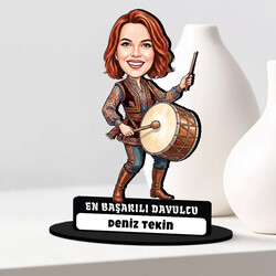  - En Başarılı Davulcu Kadın Karikatürlü Biblo