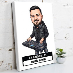  - En Başarılı Dj Müzisyen Erkek Karikatürlü Kanvas Tablo