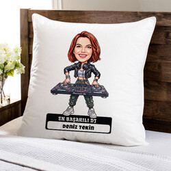 - En Başarılı DJ Müzisyen Kadın Karikatürlü Yastık