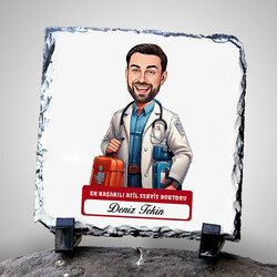  - En Başarılı Erkek Acil Servis Doktoru Karikatürlü Taş Blok
