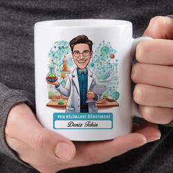 En Başarılı Erkek Fen Öğretmeni Karikatürlü Bardak - Thumbnail