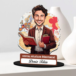  - En Başarılı Erkek Sosyal Bilgiler Öğretmeni Karikatürlü Biblo
