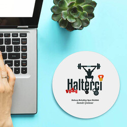  - En Başarılı Haltercilere İsme Özel Yuvarlak Mousepad