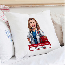  - En Başarılı Kadın Acil Servis Doktoru Karikatürlü Yastık