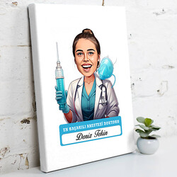  - En Başarılı Kadın Anestezi Doktoru Karikatürlü Tablo