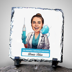  - En Başarılı Kadın Anestezi Doktoru Karikatürlü Taş Blok