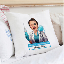  - En Başarılı Kadın Anestezi Doktoru Karikatürlü Yastık
