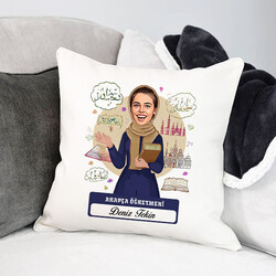  - En Başarılı Kadın Arapça Öğretmeni Karikatürlü Yastık