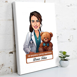  - En Başarılı Kadın Çocuk Doktoru Karikatürlü Tablo
