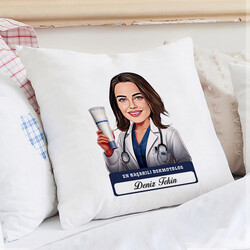  - En Başarılı Kadın Dermotolog Karikatürlü Yastık