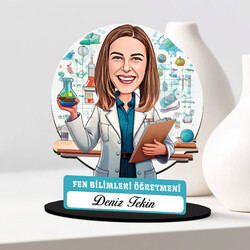  - En Başarılı Kadın Fen Öğretmeni Karikatürlü Biblo