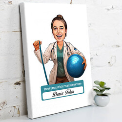  - En Başarılı Kadın Fizik Tedavi Doktoru Karikatürlü Tablo