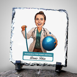  - En Başarılı Kadın Fizik Tedavi Doktoru Karikatürlü Taş Blok