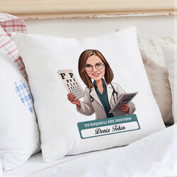  - En Başarılı Kadın Göz Doktoru Karikatürlü Yastık