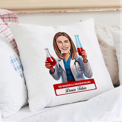  - En Başarılı Kadın Hermatolog Karikatürlü Yastık