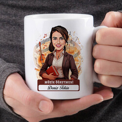 En Başarılı Kadın Müzik Öğretmeni Karikatürlü Bardak - Thumbnail
