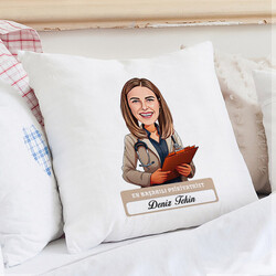  - En Başarılı Kadın Psikiyatrist Karikatürlü Yastık