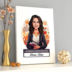  - En Başarılı Kadın Rehber Öğretmen Karikatürlü Tablo