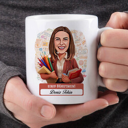 En Başarılı Kadın Sınıf Öğretmeni Karikatürlü Bardak - Thumbnail