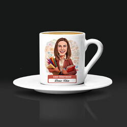  - En Başarılı Kadın Sınıf Öğretmeni Karikatürlü Kahve Fincanı