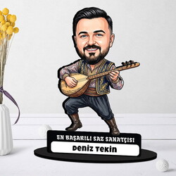  - En Başarılı Saz Sanatçısı Müzisyen Erkek Karikatürlü Biblo