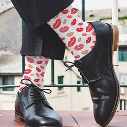 Erkeğe Hediye Öpücük Tasarımlı Çorap - Thumbnail