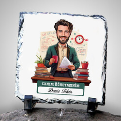  - Erkeğe Özel Canım Öğretmenim Temalı Karikatürlü Taş