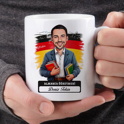 Erkek Almanca Öğretmeni Karikatürlü Bardak - Thumbnail