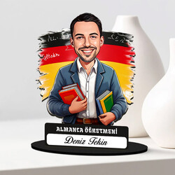  - Erkek Almanca Öğretmeni Karikatürlü Biblo
