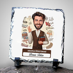  - Erkek Arapça Öğretmeni Temalı Karikatürlü Taş