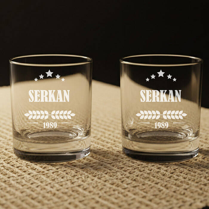 Erkek Arkadaşa Hediye İsimli İkili Viski Bardağı