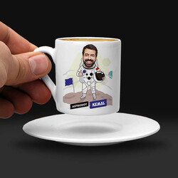  - Erkek Astronot Karikatürlü Kahve Fincanı