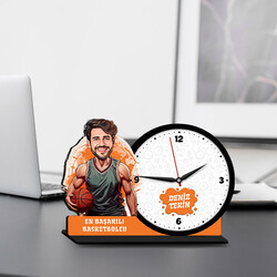 - Erkek Basketbolcu Karikatürlü MDF Masa Saati
