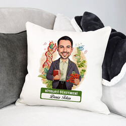  - Erkek Biyoloji Öğretmeni Karikatürlü Yastık