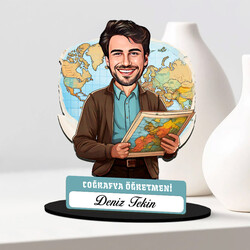  - Erkek Coğrafya Öğretmeni Karikatürlü Biblo