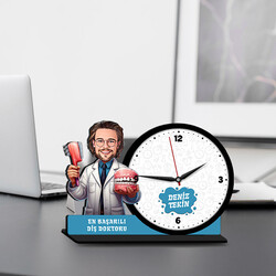  - Erkek Diş Doktoru Karikatürlü MDF Masa Saati
