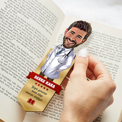 Erkek Doktor Karikatürlü Kitap Okuma Ayracı - Thumbnail