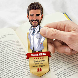 Erkek Doktor Karikatürlü Kitap Okuma Ayracı - Thumbnail