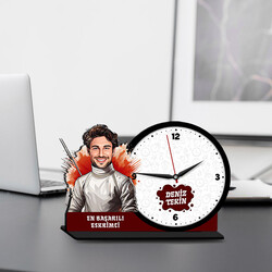  - Erkek Eskrimci Karikatürlü MDF Masa Saati