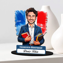  - Erkek Fransızca Öğretmeni Karikatürlü Biblo