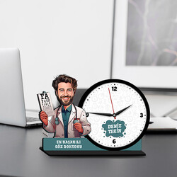  - Erkek Göz Doktoru Karikatürlü MDF Masa Saati
